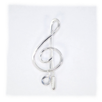 Silver treble clef brooch